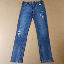 Gap Kids 1969 Jeans Girls Size 14 Blue Distressed Denim Super Skinny Casual - $12.62