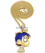 LUV Uzi Smaller Necklace New Rhinestone Pendant with 24 Inch Chain Vert LIL - $27.51