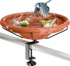 Terracotta 12-Inch Deck Mounted Bird Bath for Hummingbirds &amp; Finches - B... - $44.50