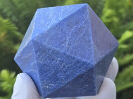 Blue Aventurine Carved Geometric Icosahedron, Large (46mm to 60mm) Decor... - $44.55+