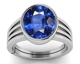 5.00 Ratti / 4.25 Carat Blue Sapphire Gemstone Natural Neelam Silver Ring For Me - £32.31 GBP