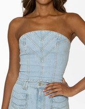 Revice Denim Women&#39;s Blue Licorice Jean Lace Up Cropped Strapless Top - XS - £48.78 GBP