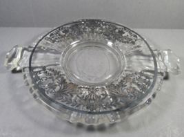 Plate Silver Overlay Flowers &amp; Stems VINTAGE 6.25&quot; Wavy Edge 3&quot; Center Saucer. - £12.64 GBP