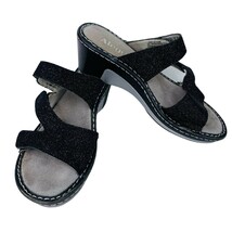 Alegria Loti Sandals 37 Black Leather Sparkle Wedge Lot 699 - $39.59