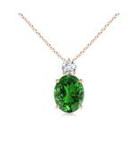 ANGARA 2.48 Ctw Lab Grown Oval Emerald Pendant with Lab Diamond in 14K Gold - $1,934.10