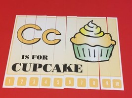 Letter C Cupcake - Number Sequencing Puzzle, numbers 1-10 Laminated - £3.37 GBP