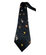 Looney Tunes Mania Mens Tie Necktie 100% Polyester 58&quot; 4&quot; Plaid Green Bl... - $173.53 MXN
