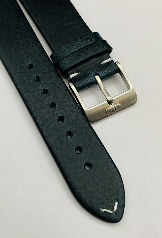 22mm Heavy duty vintage style leather strap,Genuine Fortis S/S buckle(FT-02) - $53.23