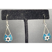 925 STERLING SILVER ENAMELED EARRINGS SKY - $34.75 925 STERLING SILVER ENAMELED EARRINGS SKY - $34.75
