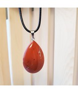 Polished Stone Necklace, Red Jasper pendant, natural gemstone jewelry, c... - £10.44 GBP