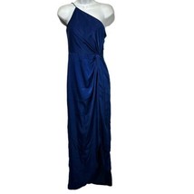 Aidan by Aidan Maddox blue long draped charmeuse one shoulder Prom dress Size 0 - $59.39