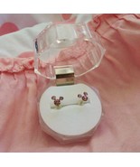 Mouse Earrings~Mickey Amethyst Crystal .925 Sterling Silver Stud Post Di... - $7.80
