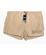Hugo Boss Beige Black Logo Men&#39;s Swim Shorts Beach Athletic Size 2XL - £55.24 GBP