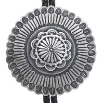 Navajo Sterling Silver BOLO TIE Hammered Eagle Prayer Feathers, Joey McCray, LRG - £382.90 GBP