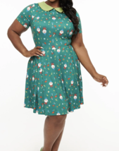 Unique Vintage 1950&#39;s Style Green Gnome Women&#39;s 3XL 20 Fit &amp; Flare Dress... - $49.89