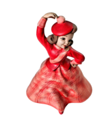 Antique Vintage Ceramic Figurine Happy Girl In Red Dress Lang&#39;s Ceramics... - $35.99