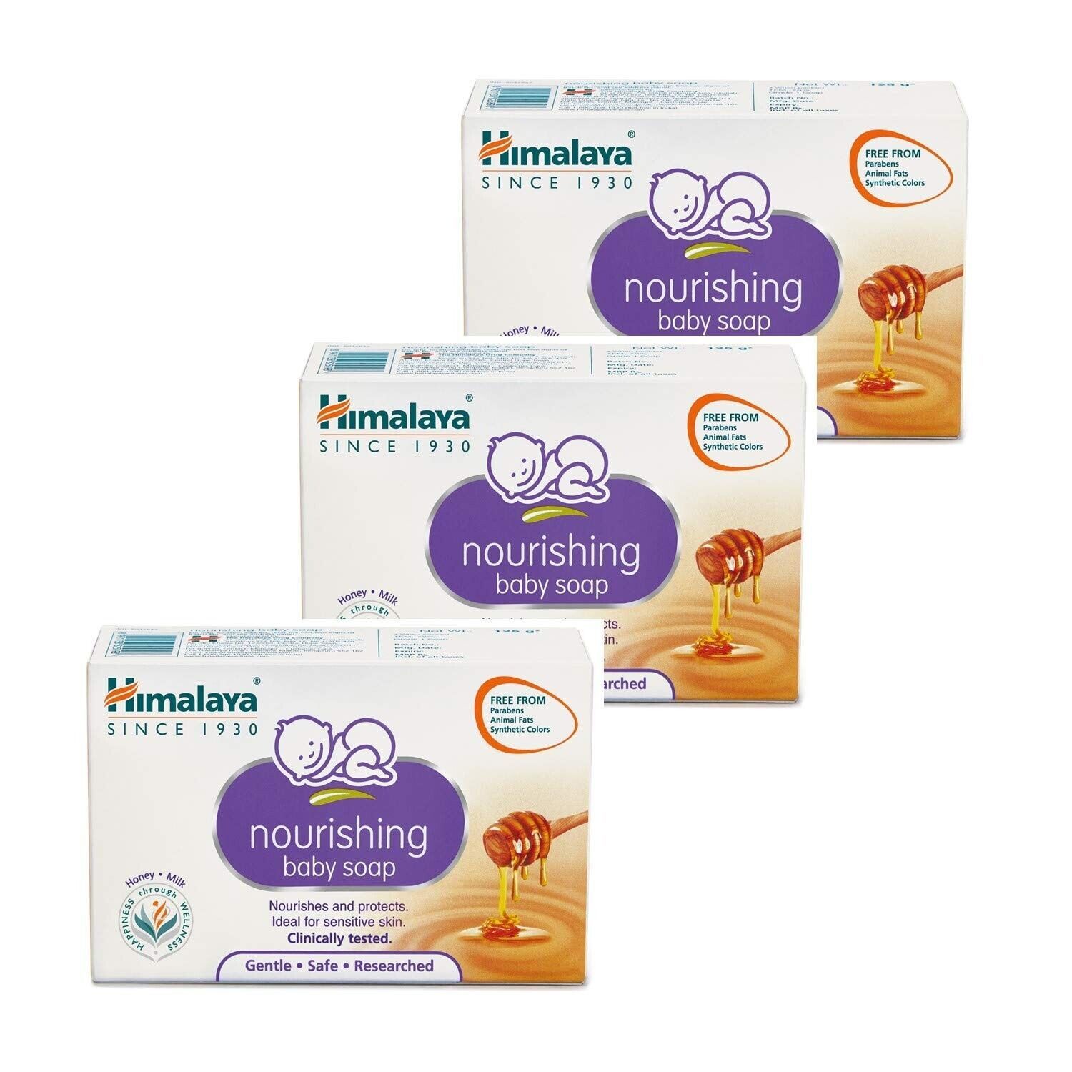 3 pc X 75 gms Himalaya Nourishing baby soap- Honey Milk Sunflower Castor... - $29.53