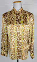 Vtg Starington by Charlotte Womens Leopard Gold Chain Print Silk Blouse ... - £38.93 GBP