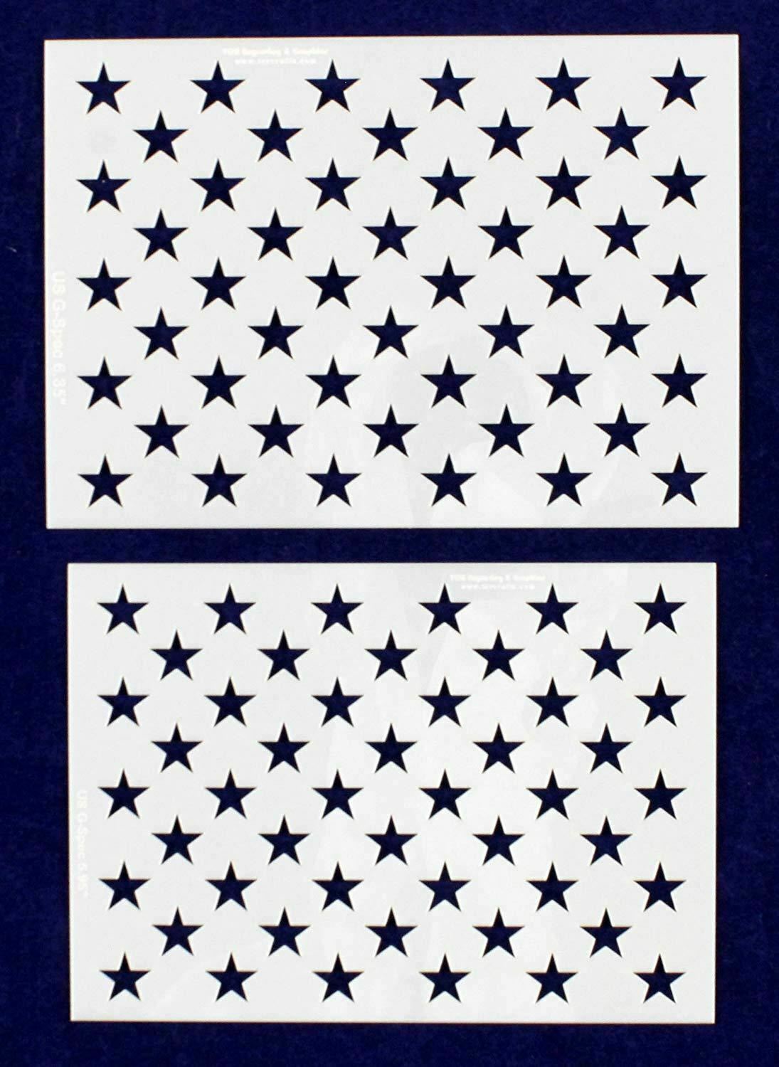 2 Pc- 4.5&quot; x 6.35&quot; -4.25&quot; x 5.95&quot;- 50 Star Fields. G-spec-Stencils - £12.25 GBP