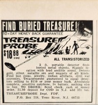 1968 Novelty Print Ad Treasure Probe Finder All Transistorized Toms River,NJ - $5.84