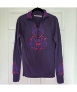 Athleta 930161 Pullover 1/4 Zip Purple with Floral Pattern Sweater Size ... - $15.45 CAD