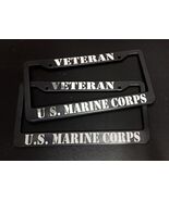 Set of 2 - U.S. Marine Corps Veteran Car License Plate Frames Black Plas... - $34.89
