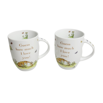 Konitz Guess How Much I Love You Mug 2 Piece Set Coffee Butterfly Bunny Rabbits - £27.63 GBP