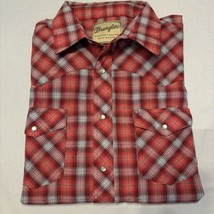 Wrangler Western Fashion Pearl Snap Button Shirt Mens XL Red Plaid Short... - £15.30 GBP