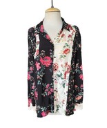 Maje Floral Print Ciller Two-Tone Button Down Shirt Fits Like a Women’s ... - $54.16 CAD