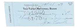 Joe Sewell Cleveland Signed October 18 1949  Bank Check BAS - £46.51 GBP