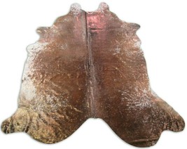 Bronze Cowhide Rug Size: 7.3&#39; X 6.7&#39; Brown/Bronze Acid Washed Cowhide Rug O-978 - £193.98 GBP