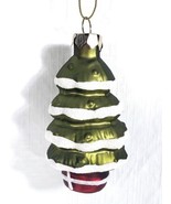 Vtg Small Christmas Ornament Christmas Tree Blown Glass Glitter Accents ... - £7.73 GBP