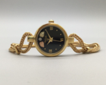 Black Hills Gold Watch Women 12k Gold Leaves Black Dial Chain New Batter... - $98.99