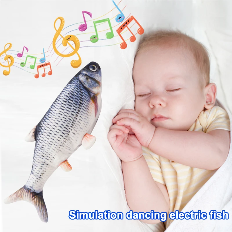 Ish moving fish plush toy with light and sound realistic flopping fish wiggle fish toys thumb200
