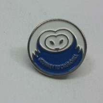 Journey To Churchill Owl Blue White Round Lapel Pin Pinback Button - £2.43 GBP