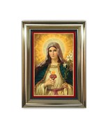 Sacred Heart of Virgin Mary  Brushed Aluminum Plate. 7.5&quot; X 5.5&quot; Gold PV... - £8.00 GBP