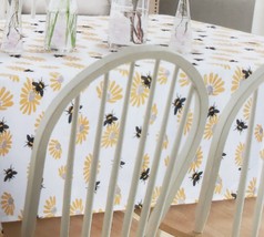 Printed Fabric Tablecloth 60x84&quot; Oval, Busy Bees &amp; Flowers, S&amp;S - £19.73 GBP