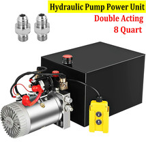 8 Quart Electric Double Acting Hydraulic Pump Dump Trailer DC12V Power Unit Pack - £248.59 GBP