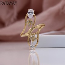 PATAYA New White Water Drop Natural Zircon Rings 585 Rose Gold Fashion Jewelry W - £9.22 GBP