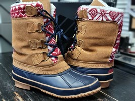 Pre-Owned Khombu Vail Brown Suede/Navy Blue Insulated Winter Boot Women 6 - £22.37 GBP