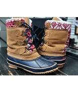 Pre-Owned Khombu Vail Brown Suede/Navy Blue Insulated Winter Boot Women 6 - $28.05