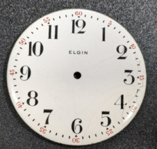 Elgin 10s ? Pocket Watch Dial - Black &amp; Red Arabic Numerals Porcelain 37.86mm - £19.46 GBP