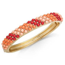 Charter Club Gold-Tone Multicolor Imitation Pearl Bangle Bracelet - $12.87