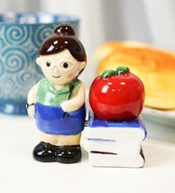 Ceramic Lady School Teacher And Red Apple Books Salt Pepper Shakers Figurine Set - £13.58 GBP