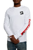 Nike Sportswear Jdi Long Sleeve Tee Shirt Medium White Red Logo Tape Just Do It - £22.20 GBP