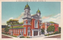 Scranton Pennsylvania PA St. Peter&#39;s Cathedral and Rectory 1953 Postcard D50 - $2.99