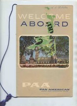 Pan American Welcome Aboard Tour Folder 1958 Menu &amp; Postcard - £37.11 GBP