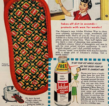 1954 Johnson&#39;s Jubilee Kitchen Wax Advertisement Enamel Surface Cleaner ... - $19.99