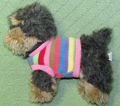 Childrens Place Yorkie Plush Dog Pink Striped Sweater Stuffed Animal Puppy 10&quot; - £8.65 GBP
