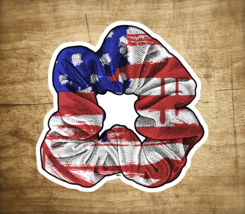 VSCO Scrunchie America Flag Vinyl Decal Sticker 2.9&quot; Indoor Outdoor USA - £3.39 GBP